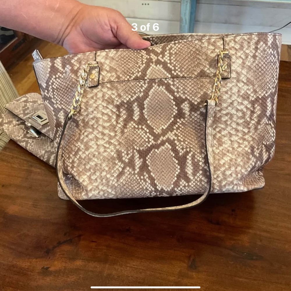 Michael Kors Snakeskin Tote and Wallet with chain strap